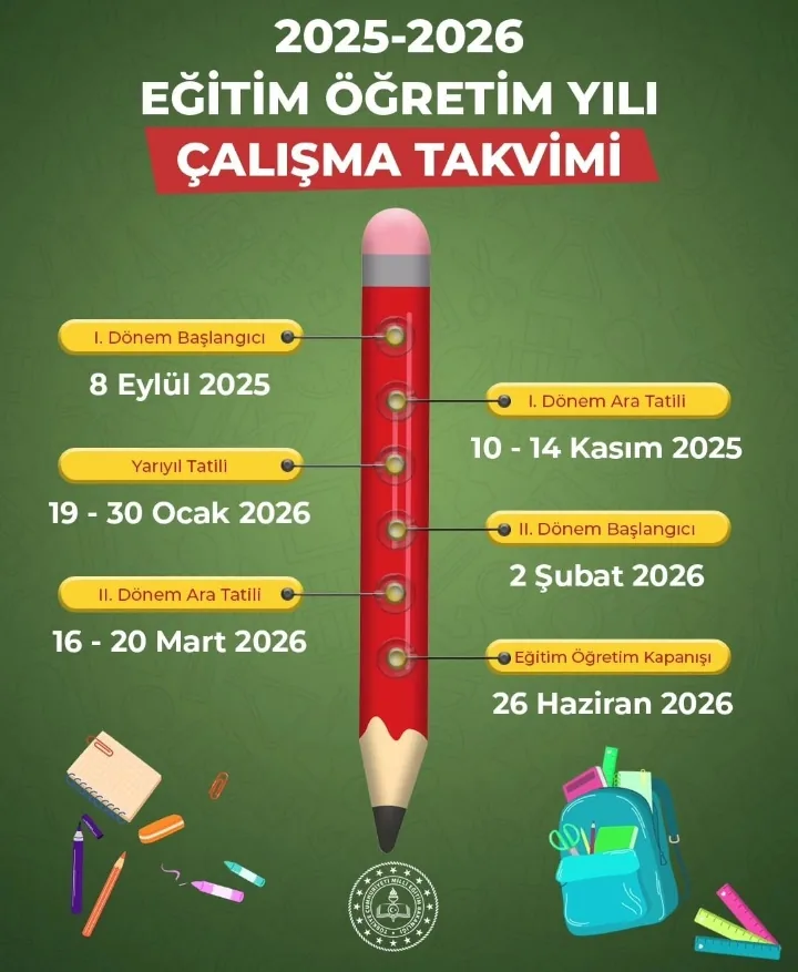 2025-2026 EĞİTİM ÖĞRETİM YILI TAKVİMİ