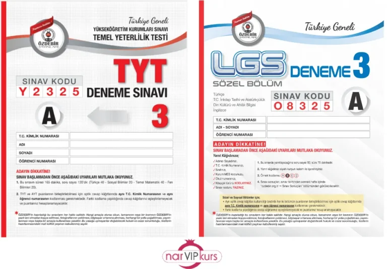 Özdebir LGS YKS TYT AYT Deneme Sınavı Kitapçıkları